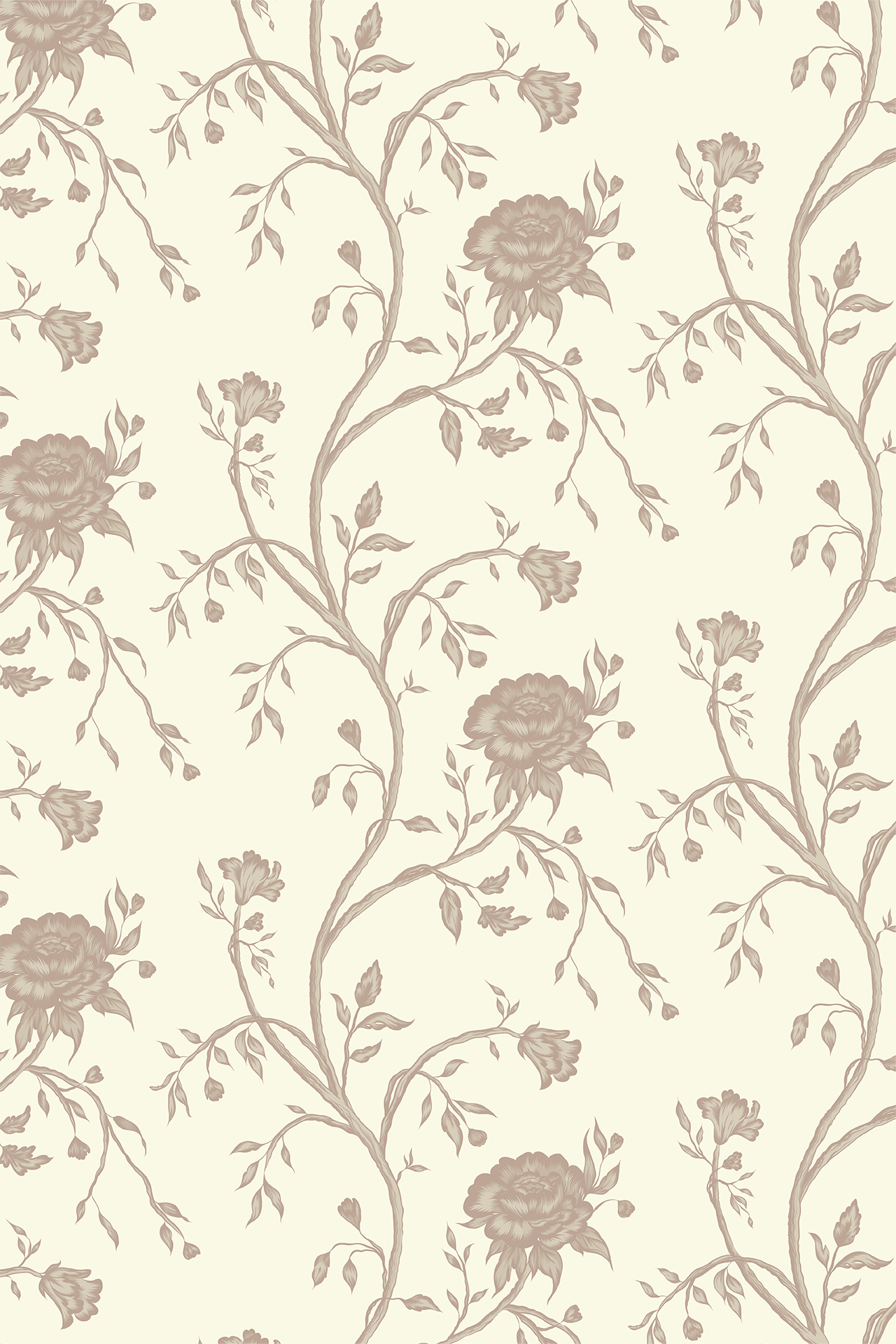 Floral patterned wallpaper with vines on a light background